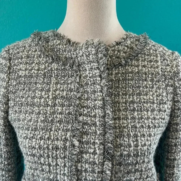 J. Crew Olympia Lady Jacket in Metallic Tweed Fringe Trim Career Workwear Size 2 - Picture 2 of 7